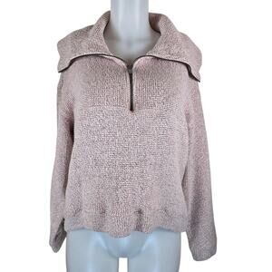Sweaty Betty Pink Gray Athletic Restful Boucle Half Zip Pullover Top Women's S